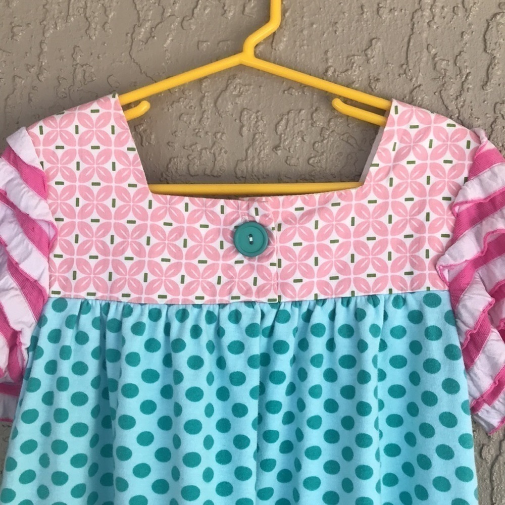 Cici & Ryann Girls Patchwork Print Tiered Cotton Dress 6X - Picture 6 of 9